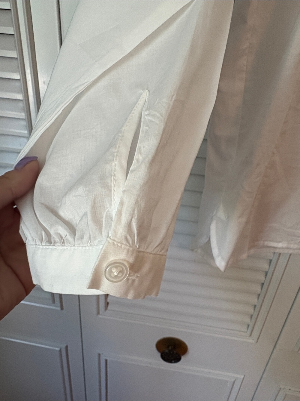 Banana Republic White Cotton Pintuck Popover Shirt Size Large - Picture 4 of 9